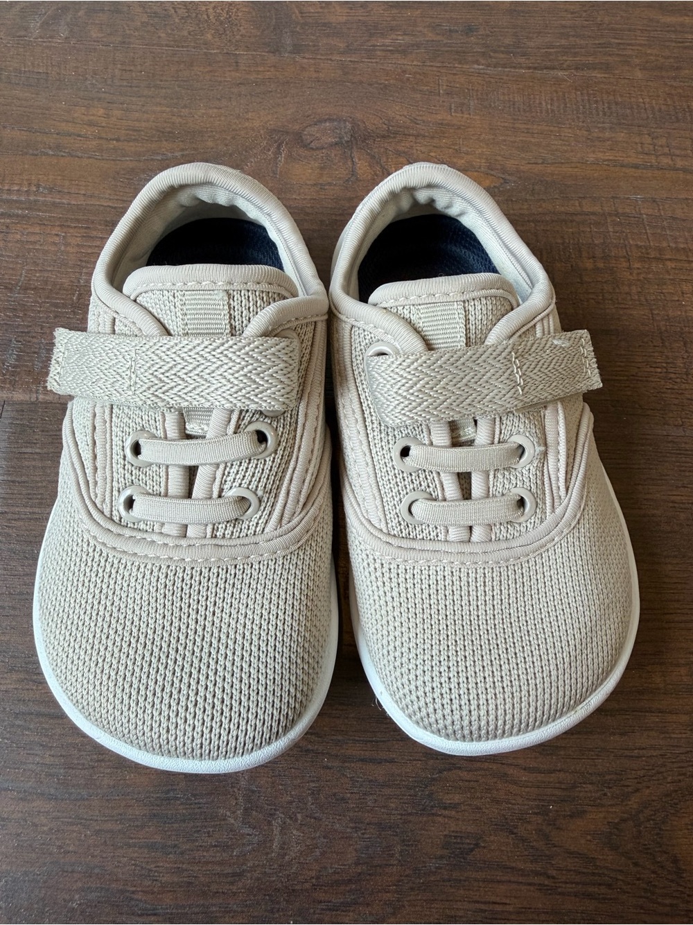 Kids Neutral Beige Wide Toe Box Slip-On Sneaker with Hook-and-Loop Strap